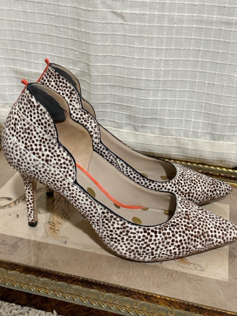 BODEN Carrie Mid Heel Courts brown white animal print spotted fur 40.5 9 shoes